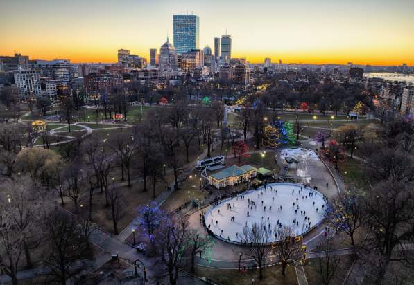Aerial of frog pond skating taken in 2023.