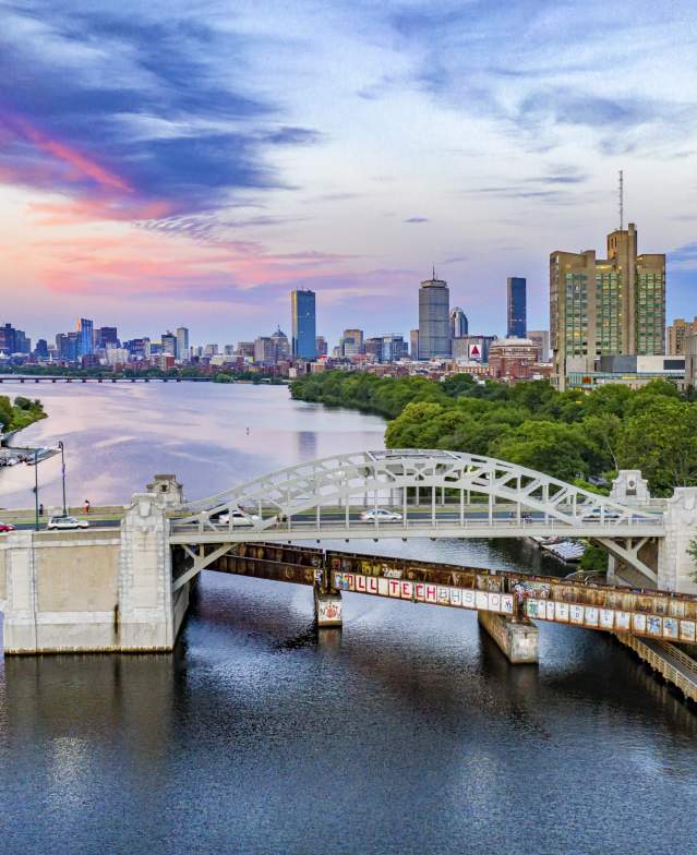 BU Bridge & Back Bay Skyline During Sunset