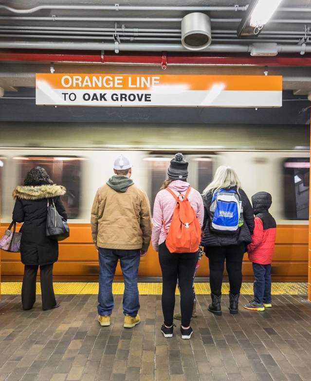 Family waiting for the Orange Line