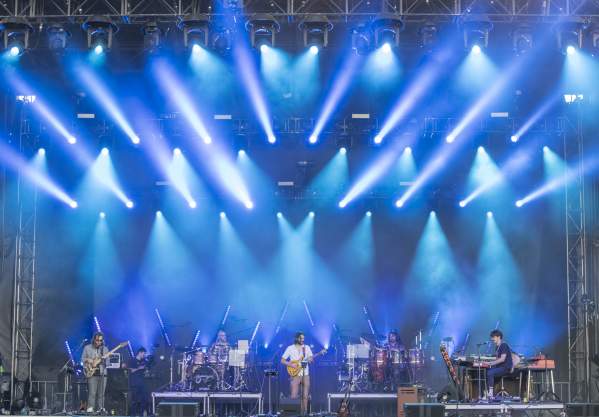 Boston Calling Festival band (Goose) on illuminated stage