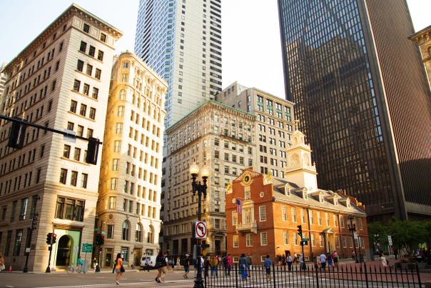 Old State House amid modern buildings
