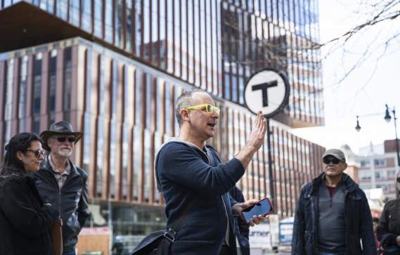 Person giving a tour of the Innovation Trail