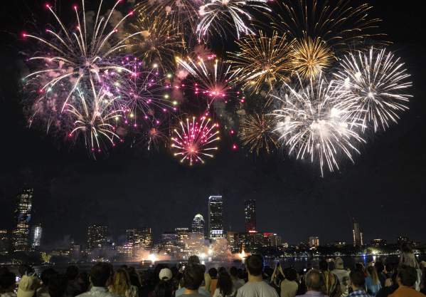 People admiring the 4th of July fireworks