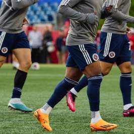 Players running at New England Revolution practice