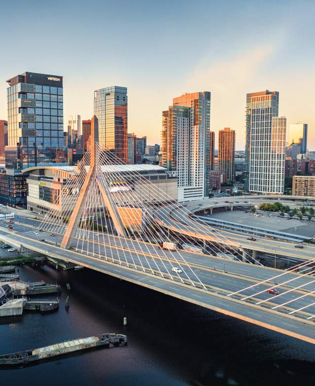 View of the city over the Zakim Bridge