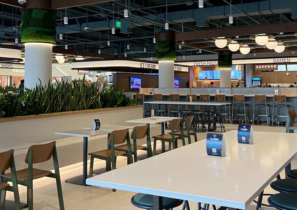tables and chairs from the cambridge side food hall